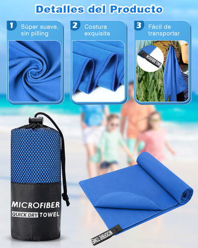 Toalla Microfibra Secado Rápido Natación Gym Playa 180x80cm