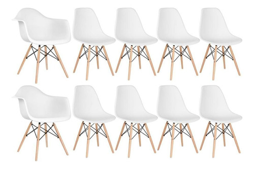 Kit Cadeiras Jantar Eames Eiffel Wood  2 Daw E 8 Dsw  Cores Cor da estrutura da cadeira Branco