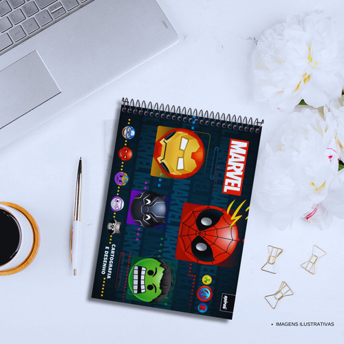 Caderno De Arte Cartografia E Desenho Sem Pauta Marvel Emoji