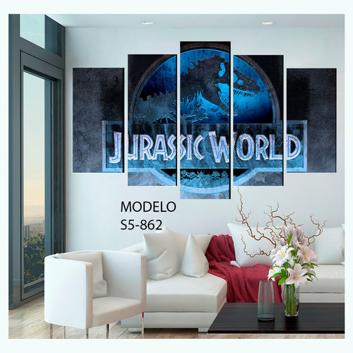 Cuadro Decorativo 5 Pieza Jurassic World Pelicula Dinosaurio