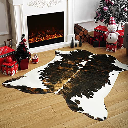 Amearea Faux Cow Hide Rug, Premium Cow Print Rugs For Bedroo