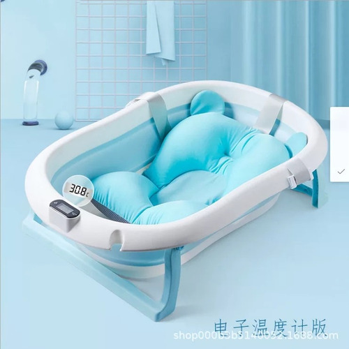 Imagen 3 de 3 de Tina Bañera Para Bebe Plegable Con Termometro Y Malla
