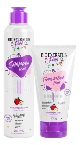 Kit 1 Shampoo 1 Finalizador Fun Liso 240ml