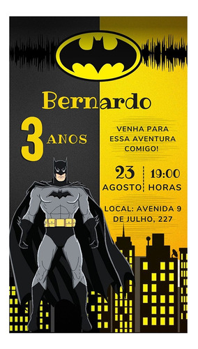 Convite Digital Escolha O Seu Envio Imediato Batman