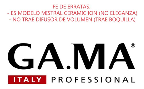 Imagen 2 de 10 de Secador Pelo Cabello Gama Eleganza (115) Potente Boquilla Y Garantia Oficial - Velocidades - Calor / Frio -