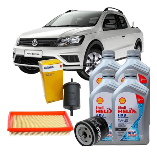 4 Litros De Óleo Shell Hx8 5w40 + Filtros Mahle Vw Saveiro