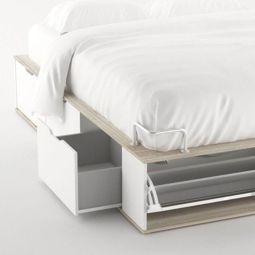 Cama Box Base Sommiers Cajones Madera Multifunción - 160x200 Color Barrique