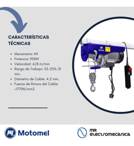Malacate Aparejo Electrico Motomel 500kg 220v // Mae200