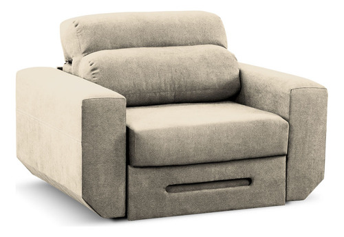 Sillón Sofa Cama 1 Cuerpo Reclinable Moderno - Verona Bayo Diseño De La Tela Eco Cuero