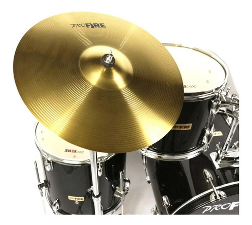 Imagem 4 de 6 de Bateria Pro Fire Bumbo 22 Preta Ferragem Cromada Com Pratos