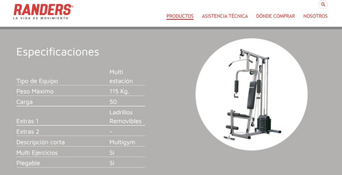 Multigimnasio Multigym Randers Hogar Reforzado Arg1205 Plateado Negro (Usado)