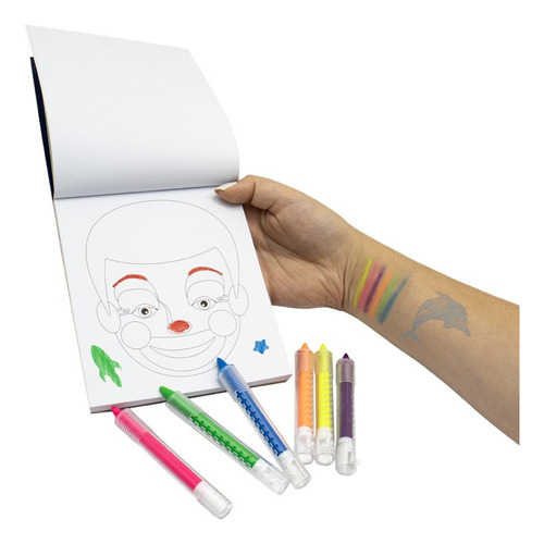 Pintura Facial Infantil Com Molde - Livro Infantil Com Desenhos E Canetinha Para Pintar O Rosto Meninas E Meninos Criativo, Experiência Lúdica
