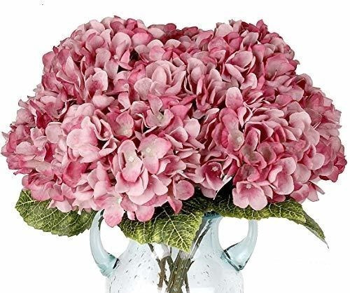 Hortensias Artificiales 1ramo -5flores-diam16cm.- Rosa Gris