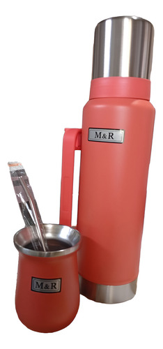Termo Heinze 1.2l + Mate 360 Ml Simil St (calidad Premiun) Coral
