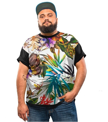Camiseta Plus Size Summer Verão Floral Natureza