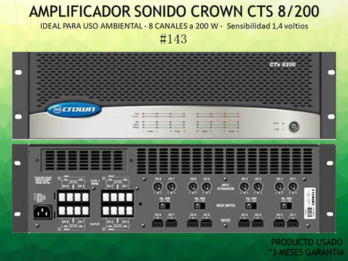 Amplificador Para Sonido Ambiental Crown Cts 8200