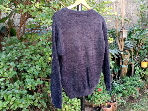 Pullover Artesanal Negro Con Apliques