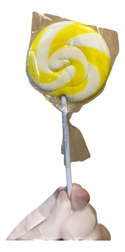 Chupetín Paleta De Caramelo Artesanal Amarillo Y Banco X 10u