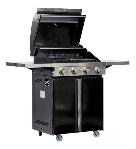 Parrilla Gas Bbq Grill Q4 Black Acero Tapa 4 Quemadores