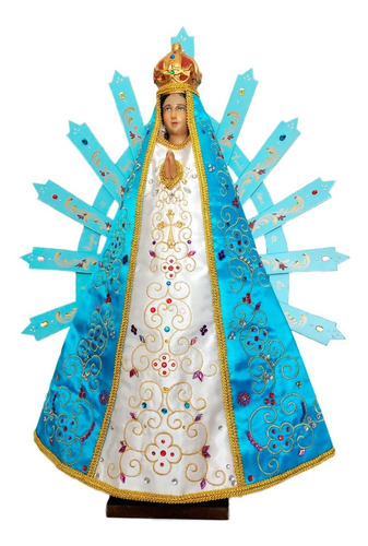 Estatua Virgen De Luján - 70 Cm - Manto De Tela Bordado
