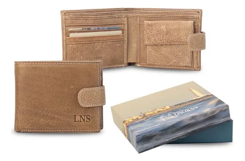 Billetera Cuero Con Presilla Hombre Lincolns - Talle U Color Nuez
