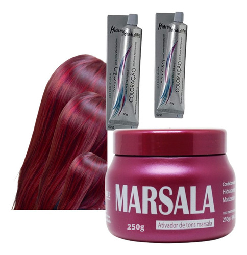  Vinho Marsala Kit 2 Tinta 1 Matizador 250g Mairibel Hidraty Tom N 66.26 Vinho Marsala