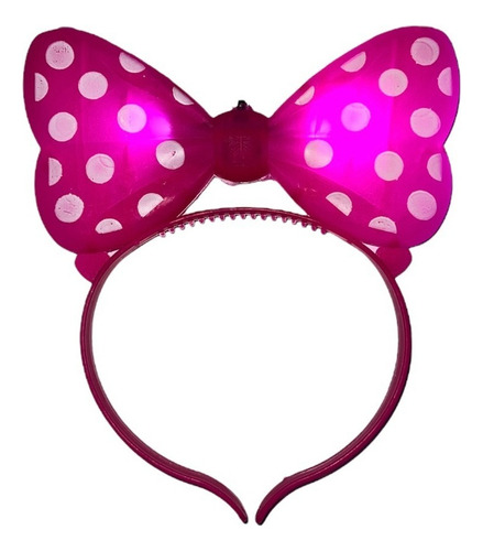 60 Diadema Minnie Luz Led Rosa Fiesta Orejas Mimi Luminosa Color