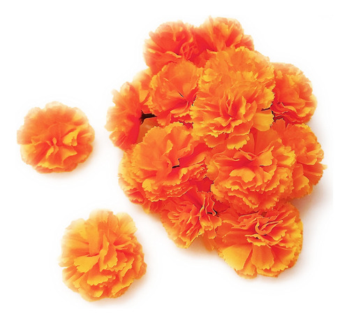 50 Cabeza Flor Calendula Naranja Artificial Seda (sin Tallo)