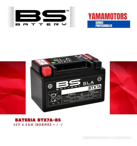 Bateria 12v 6.3ah Btx7a-bs (bornes + / -) (bs Battery)