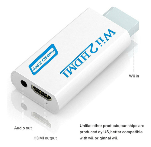 Adaptador Conversor Nintendo Wii Hdmi 2.0 Audio Y Video