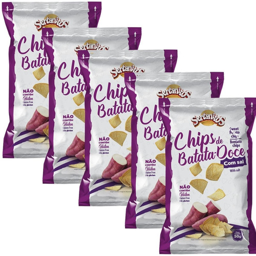 Kit 05 Batata Doce Chips Com Sal Sertanitos 50g