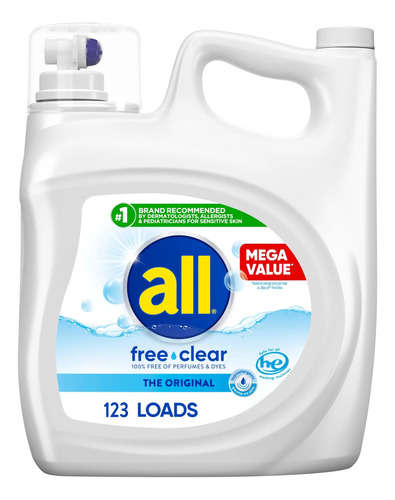 All Liquid Laundry Detergent Free Clear 184.5 Onzas 123