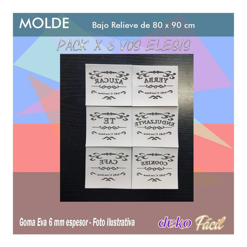 Imagen 4 de 4 de Pack X 6 Molde Bajo Relieve Artística 8x9cm A Eleccion
