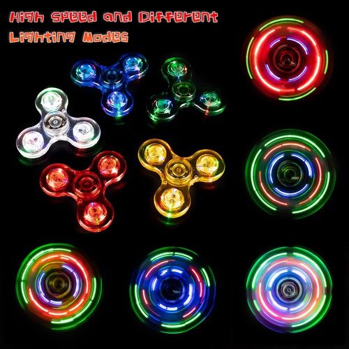 Juguete De Cristal Fidget Spinner, Luz Led, Arcoíris