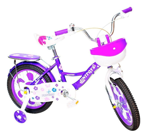 Bicicleta Princess Aro16 Roxa Meninas 5a 8 Anos Unitoys 1402