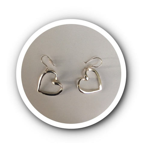 Aretes De Corazón Abierto En Plata Ley 925 Solida