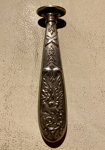 Mango Porta Sello Para Lacre Francés Metal Labrado Vintage !