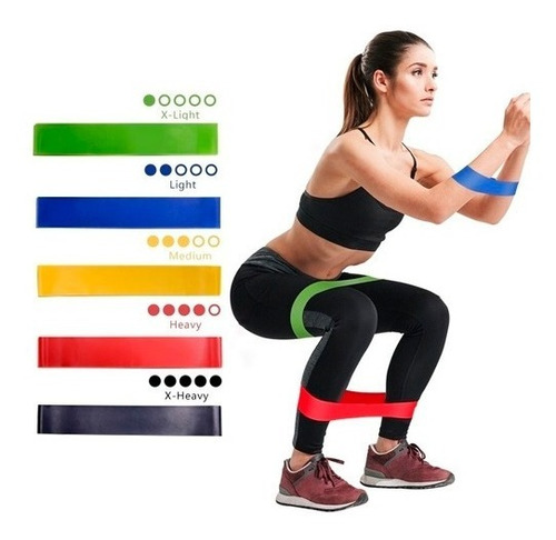 Kit 5 Bandas Resistencia Gym Ejercicios Gimnasio Con Estuche