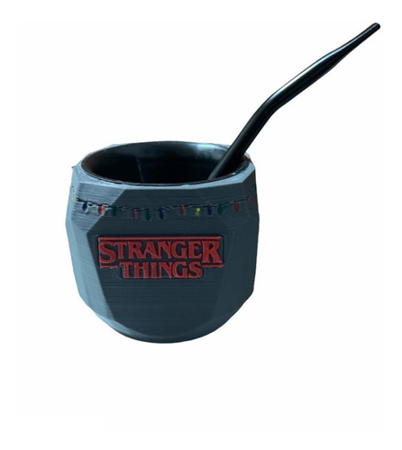 Mate Con Bombilla Cube Stranger Things Impresión 3d