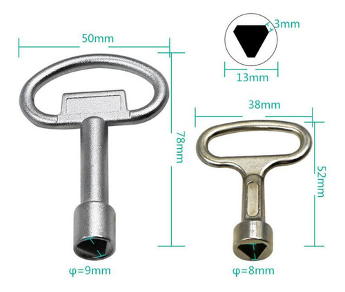 Llave Triangular Para Ascensor 4 Piezas