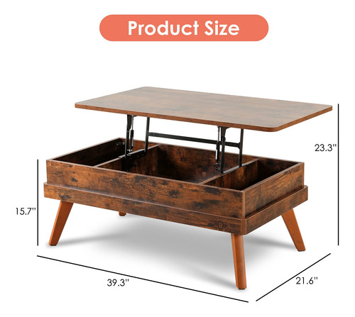 Mesa Auxiliar Elevable Con Compartimento De Almacenamiento