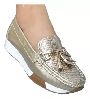 Mocasín Clásico 100% Cuero Zapato Casual Para Damas