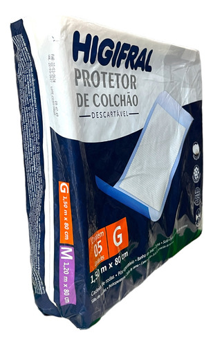 Protetor De Colchão Descartável Geriatrico Higifral G 5un