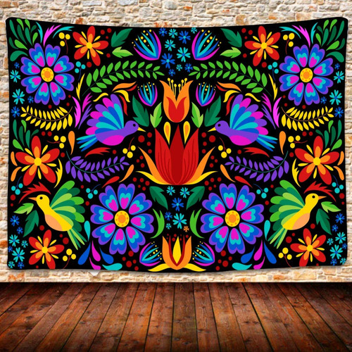 Uhometap Tapiz Mexicano Pajaro Etnico Colorido Flor Estilo