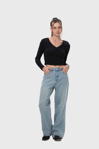 Polera Mujer Detalle Encaje Negro