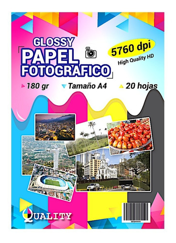 Papel Fotográfico Brillante 180 Gr Tamaño A4 X 240 Hojas 