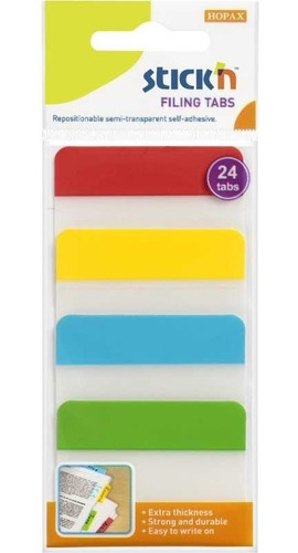 Banderitas Plasticas Autoadhesivas Stickn 4 Colores 24 Hojas