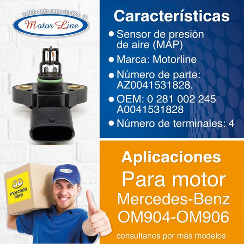 Imagen 2 de 10 de Sensor De Emisión De Gases Az0041531828 (map) Mercedes Benz