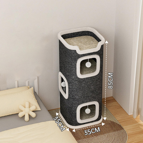 Casa Cuadrada Para Rascar Gatos, Protege Muebles, 3 Niveles