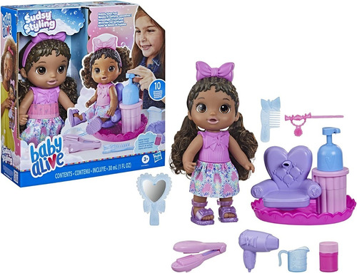 Baby Alive Sudsy Styling Cabello Negro